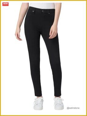Ultra Soft High Waist Denim Leggings with Pockets Pull-On Skinny Fit